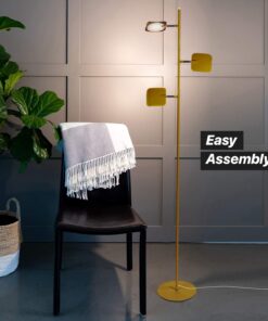 Brightech Tree Floor Lamp for Living Rooms & Offices, Dimmable Standing Lamp for Bedroom Reading, LED Spotlight Floor Lamp, Tall Lamp with Adjustable Panels for Minimal Space Use - Antique Brass 22 71UtXbKIFuL