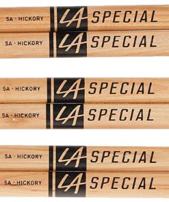 promark LA Specials - 5A Drumsticks - Drum Sticks Set for Acoustic Drums or Electronic Drums - Oval Nylon Tip - Hickory Drum Sticks - Consistent Weight and Pitch - Made in the USA - 3 Pairs 12 71UuXu1yH0L