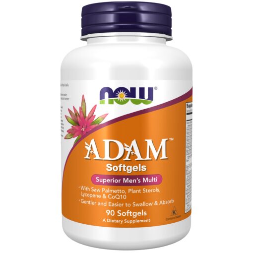 NOW Supplements, ADAM™ Men's Multivitamin with Saw Palmetto, Plant Sterols, Lycopene & CoQ10, 90 Softgels 90 Count (Pack of 1)