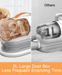 AIRROBO Dog Hair Vacuum & Dog Grooming Kit, 12000Pa Strong Pet Grooming Vacuum, 2L Large Capacity Dog Vacuum for Shedding Grooming Hair, Quiet, 5 Pet Grooming Tools, PG100 35 71UxZ k1EL