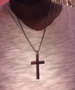 FIBO STEEL Stainless Steel Cross Pendant Chain Necklace for Men Women, 22-30 Inches 50*30*3mm cross, 24 inches chain 43 71Uxs0xNWkL