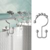 Maytex Shower Curtain Hooks, Shower Curtain Rings, Rust-Resistant Decorative Double Roller Glide Shower Hooks, Shower Rings for Bathroom Shower Rods, Curtains, Liners, Set of 12, Brushed Nickel 7 71Uxw2bPyDL