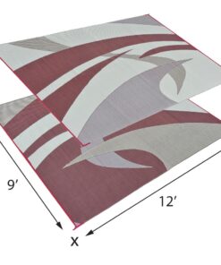 Stylish Camping 159125 9-feet by 12-feet Reversible Mat, Plastic Straw Rug, Large Floor Mat for Outdoors, RV, Patio, Backyard, Picnic, Beach, Camping (Burgundy) 9x12 Burgundy/Brown 11 71Uy158U6pL