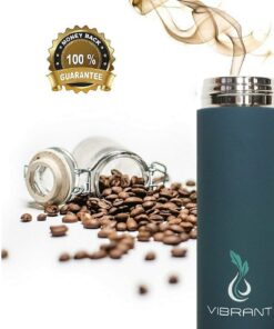 Vibrant All in ONE Travel Mug - Tea Infuser Bottle - Insulated HOT Coffee Thermos - Cold Fruit Infused Water Flask - Food Grade Leak Proof Tumbler Double Wall Stainless Steel 16.9 oz Blue 26 71Uy1aOeDL