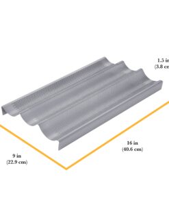 Alternative view of Chicago Metallic Commercial II Non-Stick Perforated Baguette Pan. Creates a crisp, golden-brown crust, 16 L x 9 W x 1.5 H