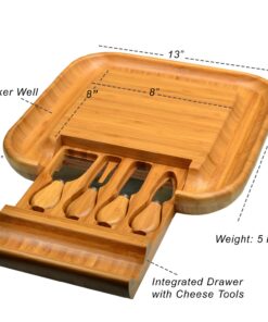 Picnic at Ascot Original Bamboo Cheese/Charcuterie Board with Cracker Groove & Drawer with Cheese Tools - Designed & Quality Checked in the USA 9 71Uz5gTJqbL