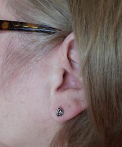 Sterling Silver Rose Flower Stud Earrings - 7mm Rhodium Plated 49 71UzAI5pQqL