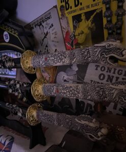 Snake Eye Tactical Highlander Dragon Design Handle Samurai Katana Triple Sword Set w/ Sword Stand Black & Gold 15 71UzGsWmNHL