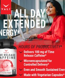 VALI Time Release Caffeine 100mg Pills - Smart Slow Release for Extended Energy & Focus. Advanced Nootropic Supplement. Brain Booster for Active Performance, Alertness & Clarity. 120 Veggie Capsules 21 71V 5K9RxiS