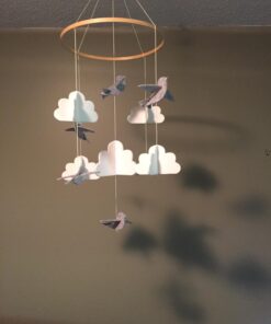 Sorrel + Fern Baby Crib Mobile (Birds and Clouds) - Felt Nursery Ceiling Decoration and Baby Shower for Girls & Boys - Grey & White Birds & Clouds 40 71V0X31fkfL
