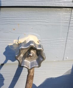 Danco Outdoor Faucet Water Spigot Handle | Hose Bibb Round Wheel Handle Replacement | Includes Screws | Metal (10006), Silver/Pewter Faucet Handle, 1-Pack 52 71V21rwSL