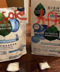 Seventh Generation Dishwasher Detergent Packs for Sparkling Dishes Free & Clear Dishwasher Tabs 45 Count, Pack of 2 (Packaging May Vary) Free and Clear 45 Count (Pack of 2) 33 71V3BDBMXTL