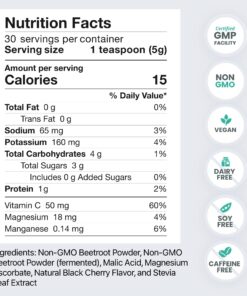 HumanN SuperBeets - Beet Root Powder - Nitric Oxide Boost for Blood Pressure, Circulation & Heart Health Support - Non-GMO Superfood Supplement - Natural Black Cherry Flavor, 30 Servings 30 Servings (Pack of 1) 20 71V3YAYOAoL