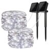 LiyuanQ Solar String Lights, 2 Pack 100 LED Solar Fairy Lights 33 feet 8 Modes Copper Wire Lights Waterproof Outdoor String Lights for Garden Patio Gate Yard Party Wedding Indoor Bedroom Cool White 43 71V3mKitScL