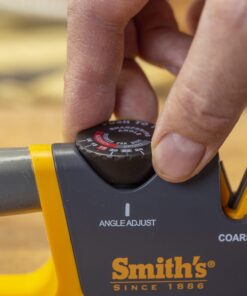 Smith's 50264 Adjustable Angle Knife Sharpener - Grey/Yellow - Adjustable Sharpening Angles - Repair, Restore & Polish Blades - 2-Stage Handheld Manual Sharpener - Hunting, Pocket & Serrated Knives 19 71V4PJHclWL