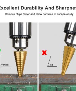 Step Drill Bit- 3 Pcs Step Drill Bits for Metal, Stepped Drill Bit Set for Plastic, Wood, Sheet Metal 13 71V5BWynL6L