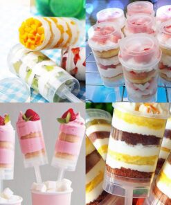 ASIBT Round Shape Clear Push-Up Cake Pop Shooter (Push Pops) Plastic Containers with Lids, Base & Sticks, Pack of 24 28 71V5Onza0L