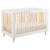 Babyletto Lolly 3-in-1 Convertible Crib with Toddler Bed Conversion Kit in White and Natural, Greenguard Gold Certified White/Natural