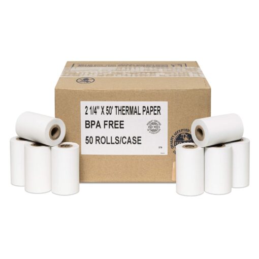 2-1/4 X 50 Thermal Paper Verifone Vx520 Ingenico ICT220 ICT250 FD400, 50 BPA Free Rolls by Rollxy