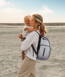 Mancro Diaper Bag Backpack, Large Multifunction Waterproof Travel Baby Changing Bag for Dad Mom with 4 Insulated Pockets and Stroller Straps, Maternity Baby Bag for Boys Girls, Grey Austere Grey 57 71V6zjQopuL