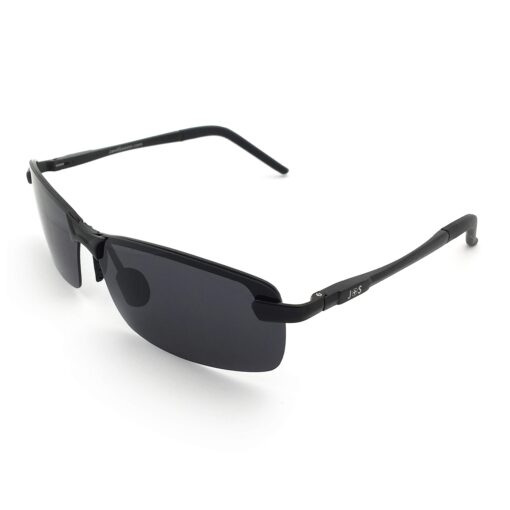 J+S Ultra Lightweight Men's Rimless Sports Sunglasses, Polarized, 100% UV protection Black Frame / Black Lens