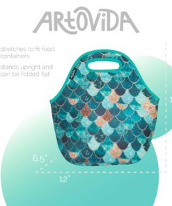Artovida Artists Collective Insulated Neoprene Lunch Bag - Washable Soft Lunch Tote for Work and Picnic - Design by Monika Strigel (Germany) Really Mermaid - Classic Monika Strigel Really Mermaid 26 71V85ekPGOL