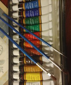 Acrylic Paint Set for Adults and Kids - 12 Pack of 12mL Paints with 3 Art Brushes, Non-Toxic Craft Paint, Halloween Pumpkin Painting Kit - Canvas, Ceramic, Rock Paint - Art Supplies 0.4 Fl Oz (Pack of 12) 39 71V8R350sL