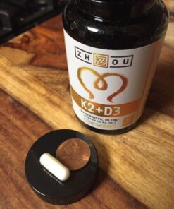 Zhou Nutrition Vitamin D3 K2, Bone and Heart Health Formula 5000 IU Vitamin D3 & 90 mcg Vitamin K2, Max Strength 2 in 1 Immune Support and Calcium Absorption, Gluten Free, 60 Count Capsules 37 71V92P3N5mL