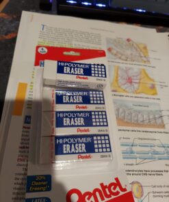 Pentel® Hi-Polymer Erasers, White, Pack Of 4 4 Count (Pack of 1) Large Block Eraser 26 71VC7bDCCpL