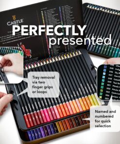 Alternative view of Castle Art Supplies 72 Watercolor Pencils Set | Vibrant Pigments for Blending, Drawing and Painting | For Adults, Hobbyists and Professionals I Protected and Organized in Presentation Tin Box