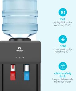 Alternative view of Avalon Premium Hot/Cold Top Loading Countertop Water Cooler Dispenser With Child Safety Lock. UL Listed- Black countertop black