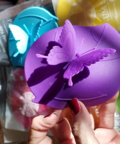 Silicone Cup Lids - Creative Butterfly Mug Cover From ME.FAN - Anti-dust Airtight Seal Silicone Drink Cup Lids - Hot Cup Lids 6 Set In Bright Colors 6 Set-Butterfly 55 71VDA262jL