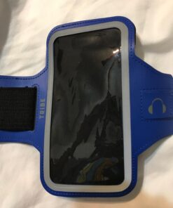TRIBE Water Resistant Cell Phone Armband Case Running Holder for iPhone Pro Max Plus Mini SE (13/12/11/X/XS/XR/8/7/6/5) Galaxy S Ultra Plus Edge Note (21/20/10/9/8/7/6/5) Adjustable Strap & Key Pocket Dark Blue 26 71VE2MGOSNL