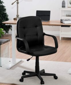 Giantex Executive Chair Mid Back Office W/Arms and Swivel Wheels, Ergonomic PU Leather for Home Office Use Computer Desk Task Chair 20 71VGcO9GwML