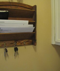 Home Basics Mail Organizer Wall Mount with Key Rack Hooks, Letter Holder For Office, Kitchen, Entryway, Pine 35 71VIoPJsCML