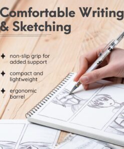 MozArt Mechanical Pencil Set with Case - 4 Sizes: 0.3, 0.5, 0.7 & 0.9mm with 30 HB Lead Refills Each & 4 Eraser Refills -Sketch, Drafting, Art, Drawing Supplies (Clear) Clear 46 71VJqrsjqJL