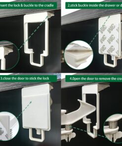 12 Pack Cabinet Locks Child Safety Latches - Vmaisi Baby Proofing Cabinets Drawer Lock with Adhesive Easy Installation - No Drilling or Extra Screws (White) Standard 12.0 24 71VKbETejYL