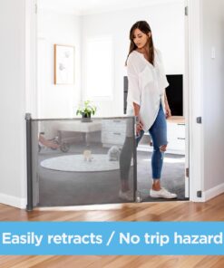 Perma Child Safety Indoor/Outdoor Retractable Baby Gate 33" Tall, Extends to 71" Wide, Gray Gray V1 33" Tall x 71" Wide 32 71VLQ6eih8L