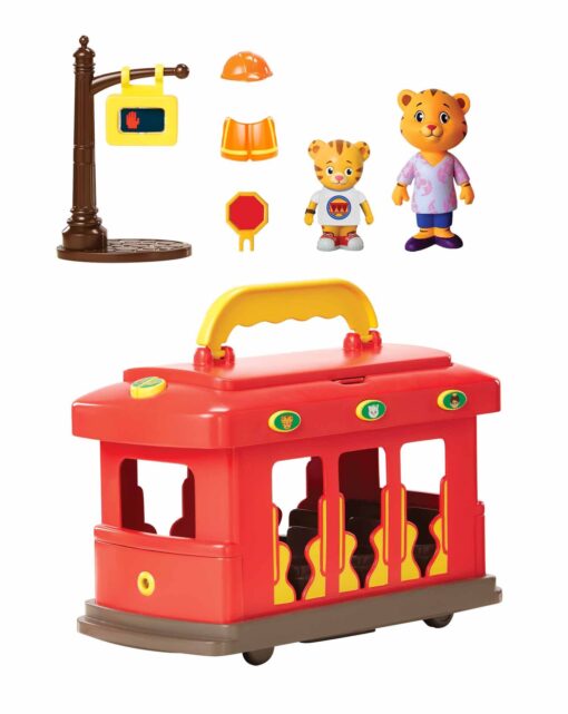 Daniel Tiger's Neighborhood Deluxe Electronic Trolley Vehicle with 2 Songs, 12 Phrases, Sounds & Light! Daniel & Mom Tiger Figures Included, For Ages 3+