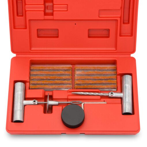 Tooluxe 50002L -35 Piece Tire Repair Universal Heavy Duty Tire Repair Kit with Plugs, Fix A Flat Tire Repair Kit, Ideal for Tires on Cars, Trucks, Motorcycles, ATV Roadside Emergency, Tire Plug Kit 35 Piece Set