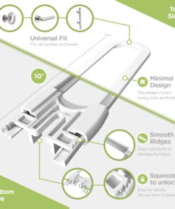 Sliding Cabinet Locks (4-Pack) 8 inch, Multi-Purpose Child Safety Lock by Skyla Homes - No Tools or Drilling Required, Best for Baby Proofing, Strong ABS Free Plastic Knob Cover 8 Inch (Pack of 4) 11 71VMoiyn5PL