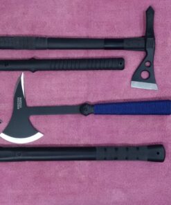 M48 Tactical Tomahawk Military Axe - Black Color | 3 ⅞” Cast Stainless Steel Combat Axe with Piercing Spike | Nylon Cord Wrapped Fiberglass Handle | Camping and Tactical Gear | 15” Length 43 71VMv5rdCZL