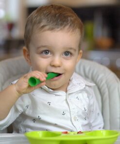 Olababy 100% Silicone Soft-Tip Training Spoon for Baby Led Weaning 2pack Training Spoon Set Lime / Kale 27 71VNND8iu1L