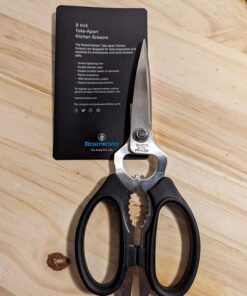 Messermeister 8-Inch Take-Apart Kitchen Scissors, Black - Includes Screwdriver, Nut Cracker, Jar Lid Opener/Gripper, Bottle Opener & Bone + Twig Cutter - Suitable for Lefties & Righties 16 71VNOcTF6cL