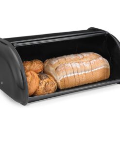 Alternative view of Polder Premium Retro Style, Large-capacity, 18/8 Steel Bread Box, Measures 17" long x 11" wide x 7" high, Black Powdered Finish