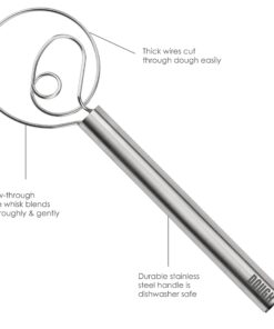 Tovolo Danish Sturdy Wire Batter Blender for Cooking, Bread Baking Accessory, Easy to Clean, Stainless Steel, 12" Dough Whisk, Silver 12'' Dough Whisk 13 71VPjnjy5SL