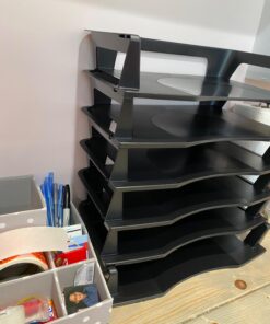 Rubbermaid Regeneration Letter Tray, Six Tier, Plastic, Black A4-size documents and folders 19 71VQ6JN9Y4L