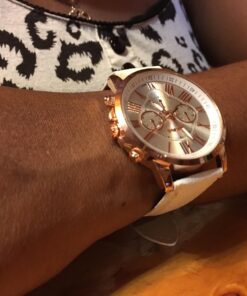 Top Plaza Fashion Women's Analog Watch, PU Leather Band Rose Gold Tone - White White Watch 45 71VQblHlHvL