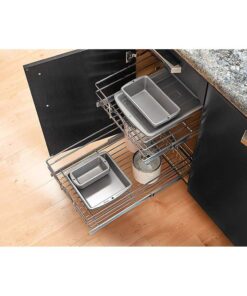 Rev-A-Shelf 5WB2-1822-CR 18 x 22 Inch Two-Tier Kitchen Organization Cabinet Pull Out Storage Wire Basket, Chrome 18 in 34 71VRAHy9B2L