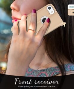 FYY Designed for iPhone SE Case 2016 (1st Generation) / iPhone 5 Case/iPhone 5s Case, Luxury PU Leather Wallet Phone with Card Holder Protective Shockproof Kickstand Case Cover Gold A-Gold 32 71VS 6LpxFL